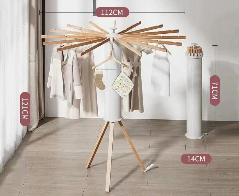 Étendoir à linge trépied pliable 40 kg – Design bois élégant Blanc