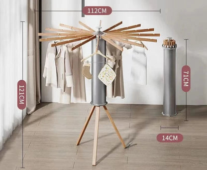 Étendoir à linge trépied pliable 40 kg – Design bois élégant Gris