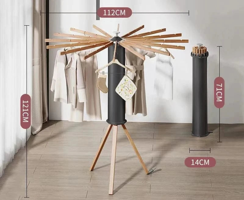 Étendoir à linge trépied pliable 40 kg – Design bois élégant Noir