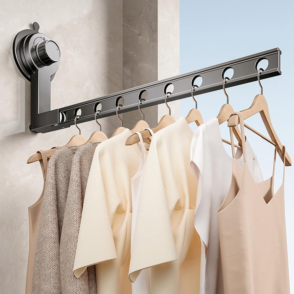 Étendoir à linge ventouse sans perçage – Aluminium robuste