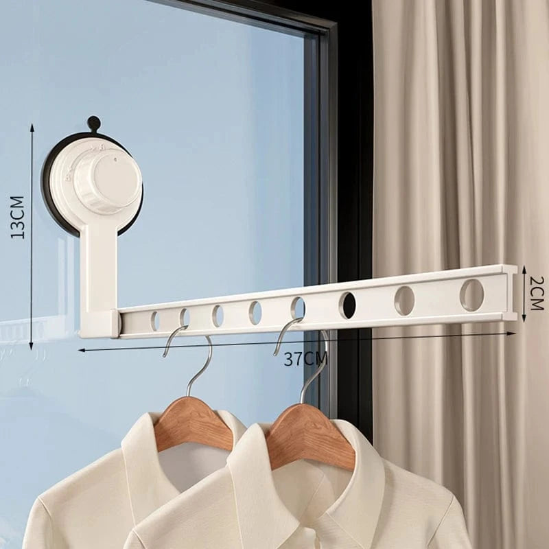 Étendoir à linge ventouse sans perçage – Aluminium robuste Blanc