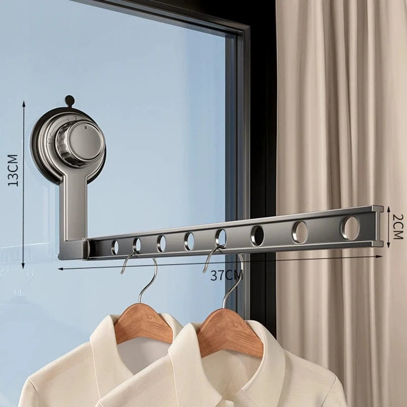 Étendoir à linge ventouse sans perçage – Aluminium robuste Gris