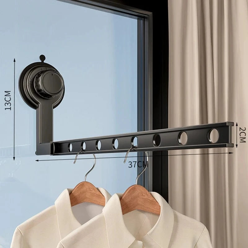 Étendoir à linge ventouse sans perçage – Aluminium robuste Noir