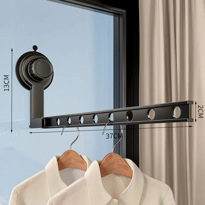 Étendoir à linge ventouse sans perçage – Aluminium robuste Noir