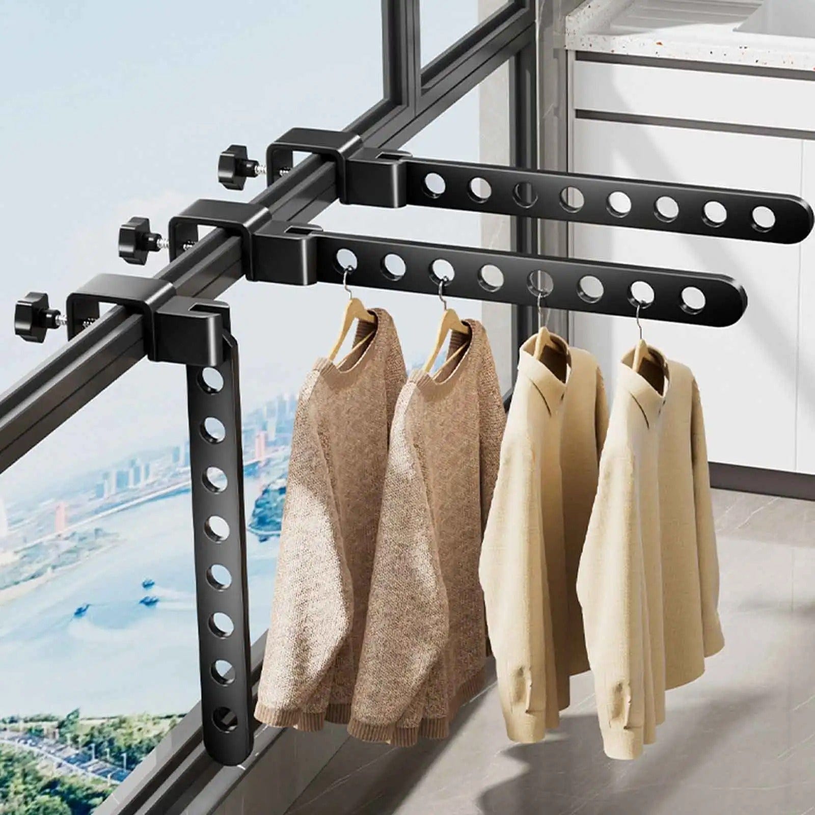 Étendoir de fenêtre & balcon pliable  – Gain de place