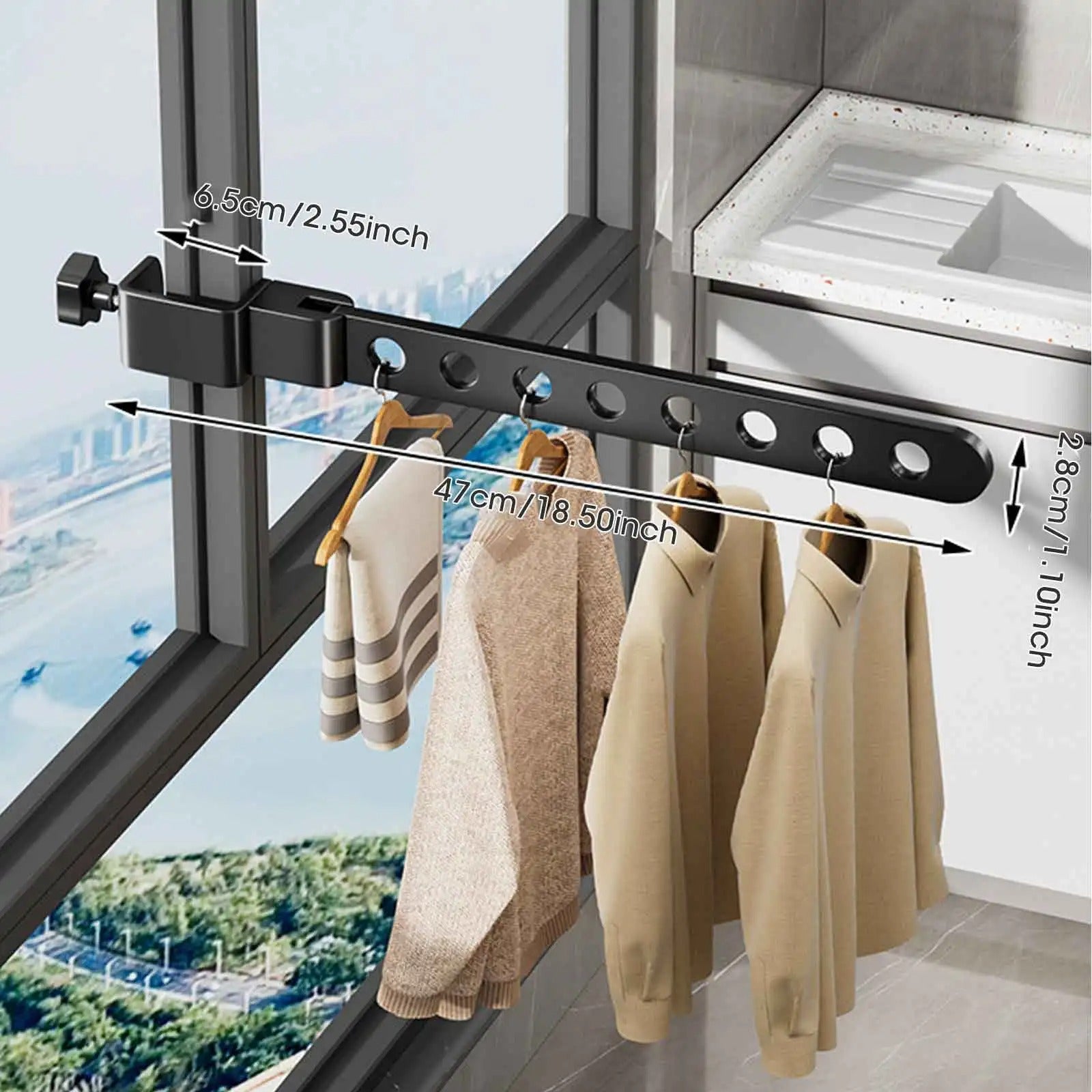 Étendoir de fenêtre & balcon pliable  – Gain de place - Aéraly