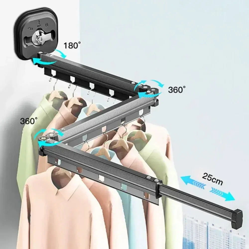 Étendoir à linge mural rabattable à ventouse pliable - Aéraly