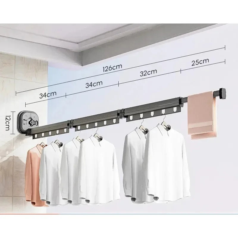 Étendoir à linge mural rabattable à ventouse pliable - Aéraly