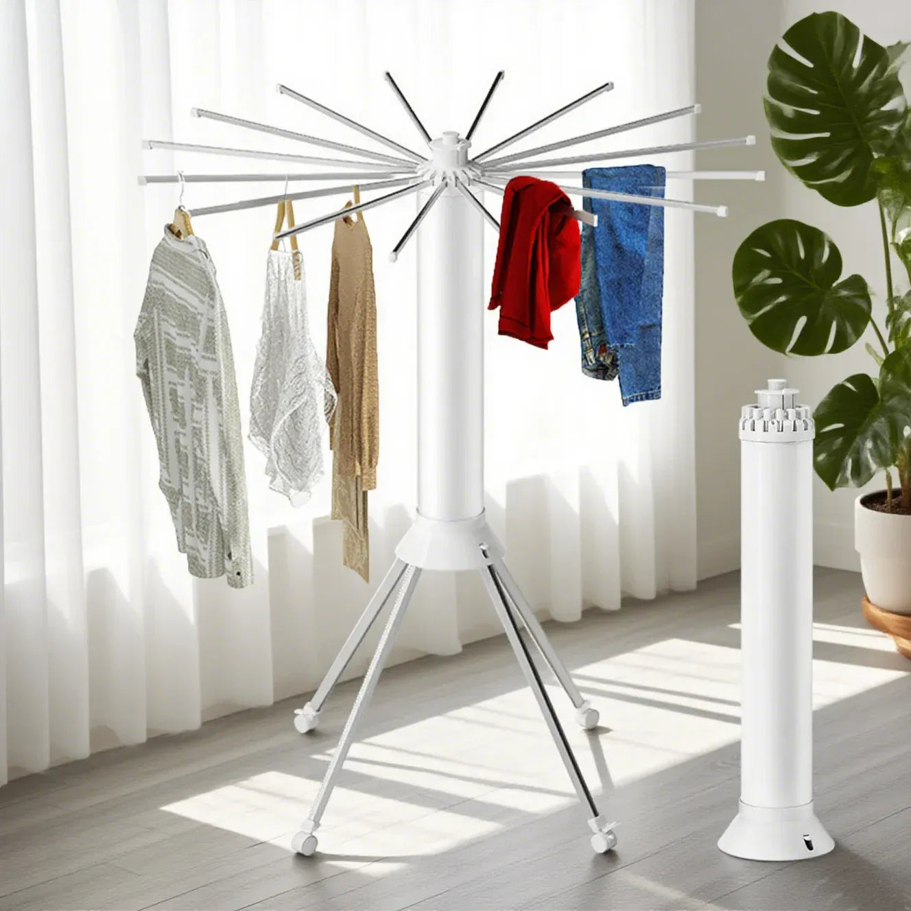 Etendoir linge pivotant - Séchez votre linge efficacement avec style Blanc