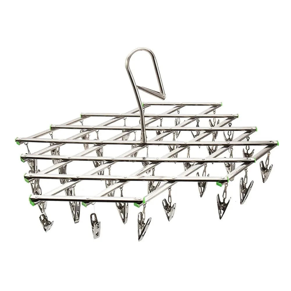 MOD Folding Drying Rack with 35/20 Clips Stainless Steel Windproof Underwear Socks Clip Swivel Hook Hanger Space Saving Drying Rack 35 Cilps