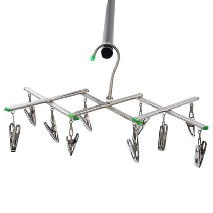 MOD Foldable Clothes Hanger Airer Stainless Steel Underwear Sock Dryer Laundry Rack Flat Head Design Rust Resistant Strong Grip Clip 10 clip hook