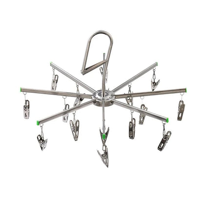 MOD Foldable Clothes Hanger Airer Stainless Steel Underwear Sock Dryer Laundry Rack Flat Head Design Rust Resistant Strong Grip Clip 16 clip windproof