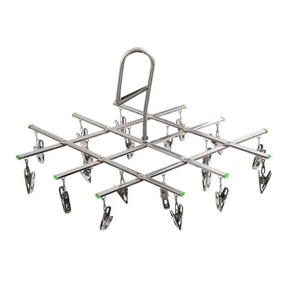 MOD Foldable Clothes Hanger Airer Stainless Steel Underwear Sock Dryer Laundry Rack Flat Head Design Rust Resistant Strong Grip Clip 20 clip windproof-1