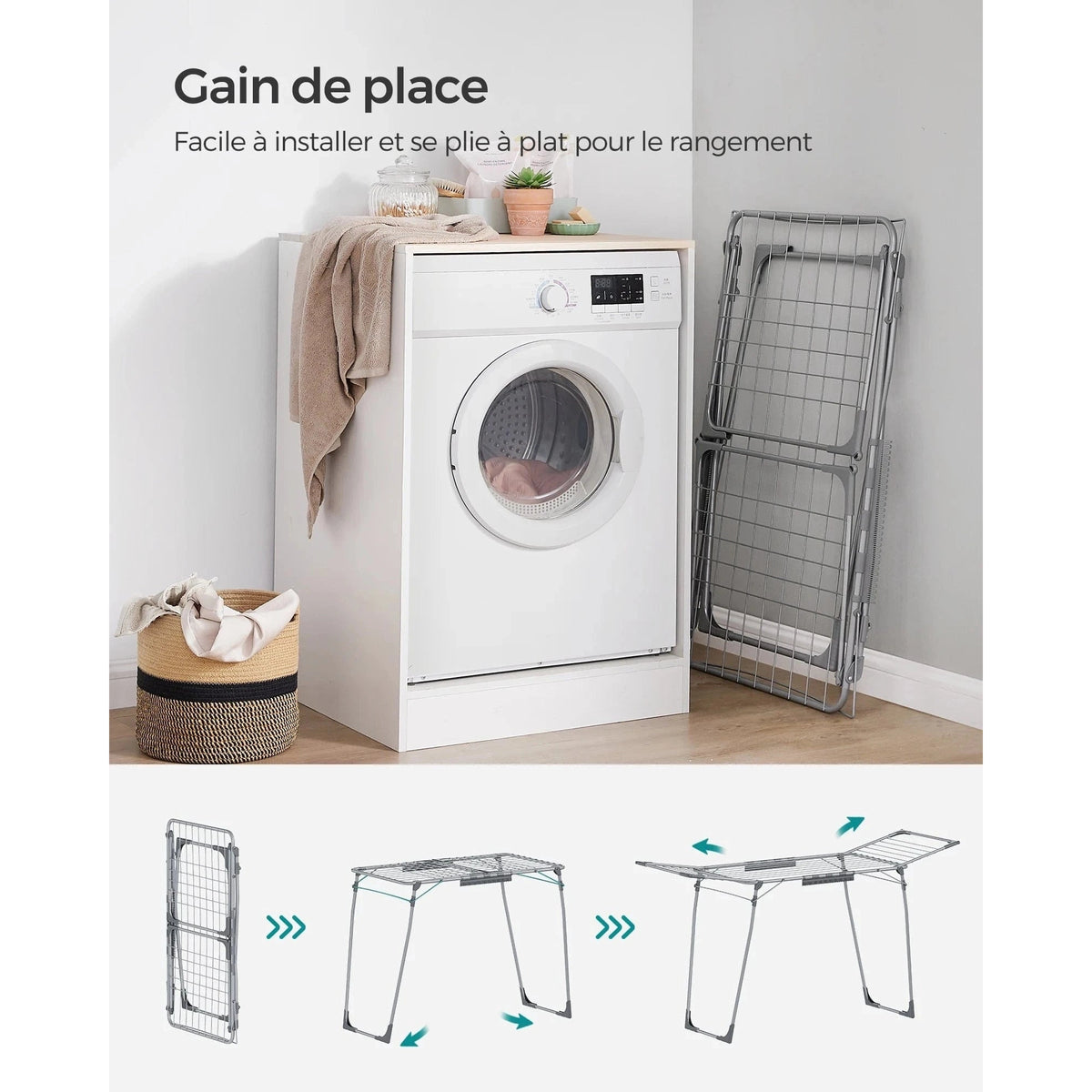 Étendoir à linge pliable – robuste, pratique et gain de place - Aéraly