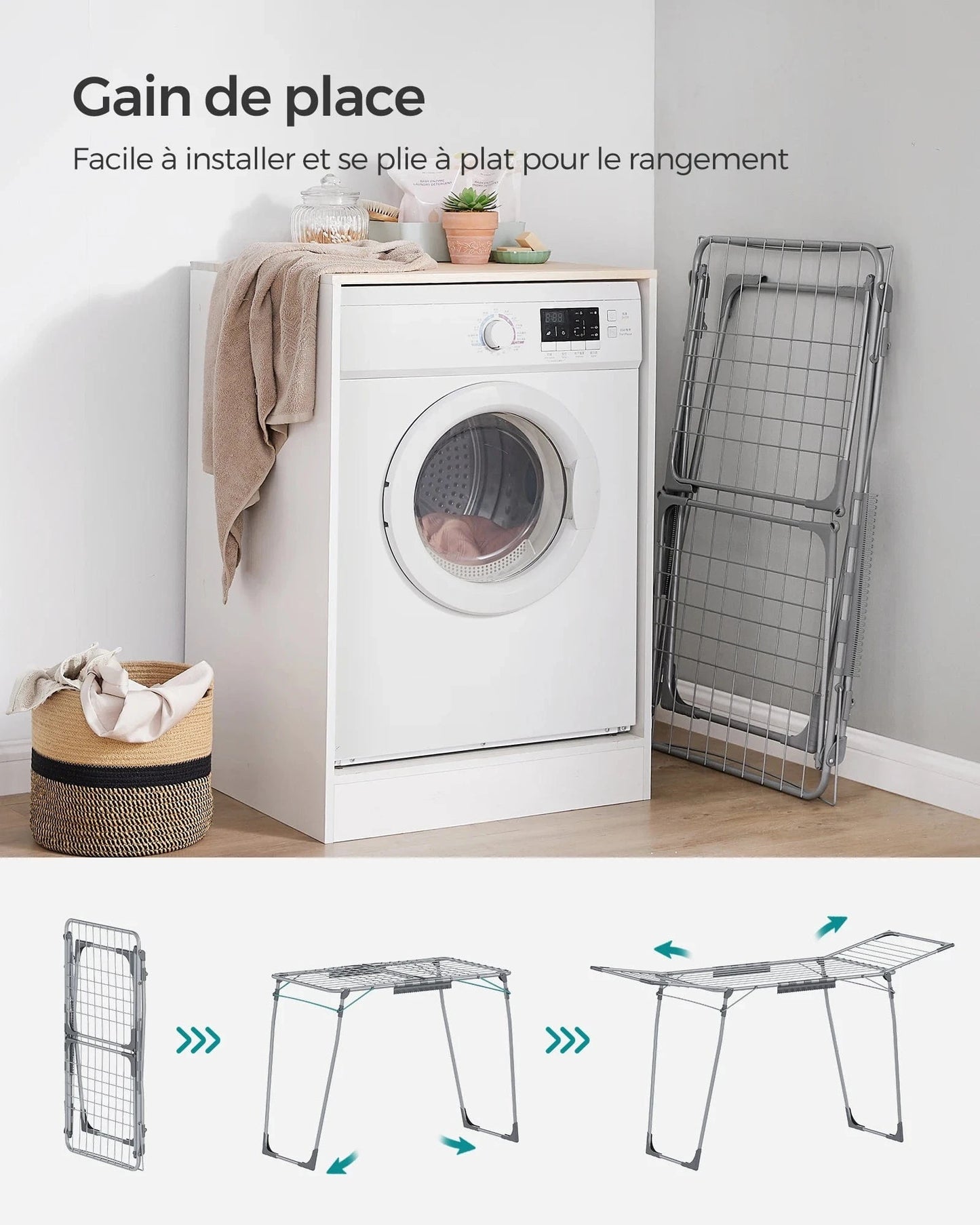 Étendoir linge séchant pliable – robuste, pratique et gain de place