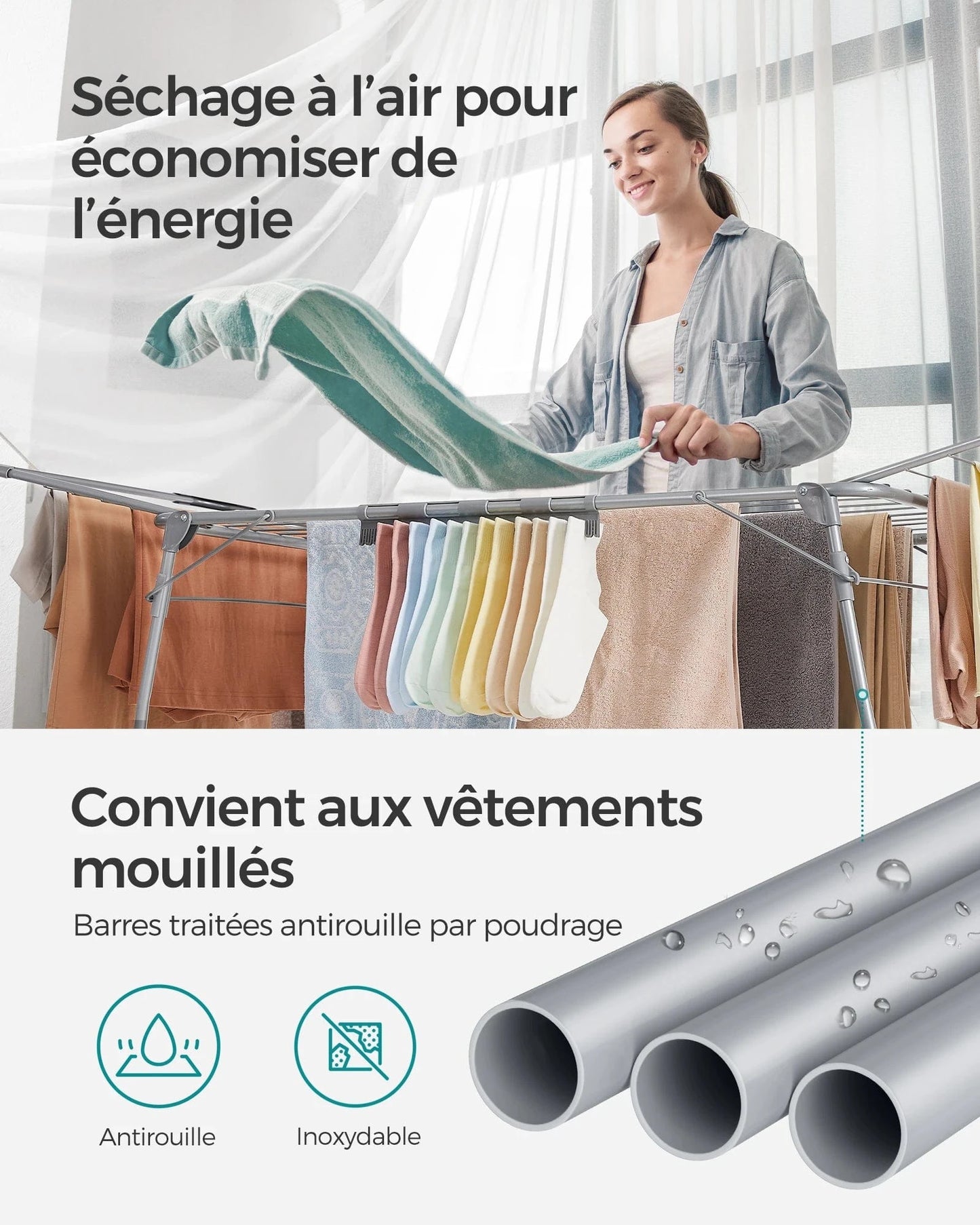 Étendoir linge séchant pliable – robuste, pratique et gain de place