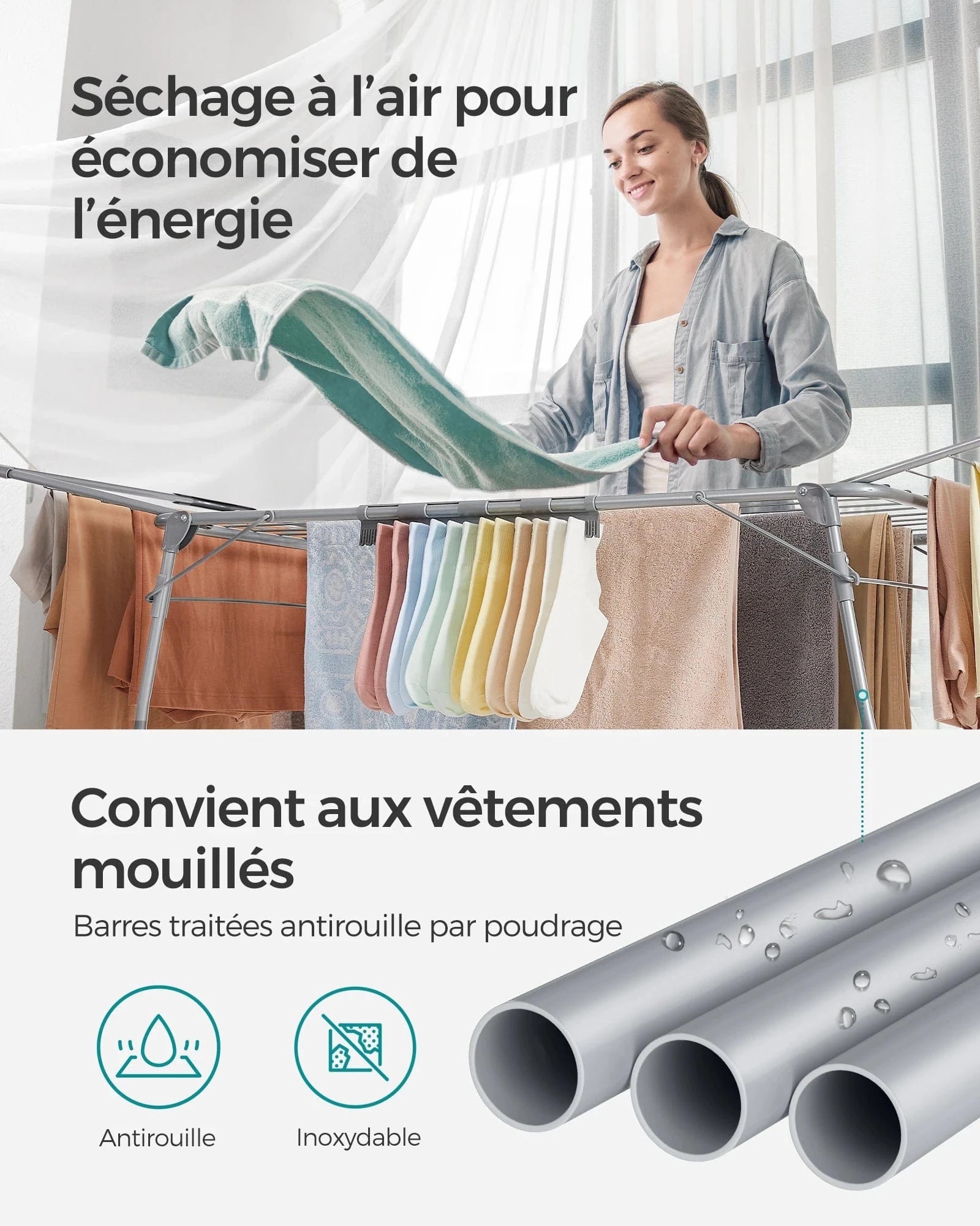 Étendoir linge séchant pliable – robuste, pratique et gain de place