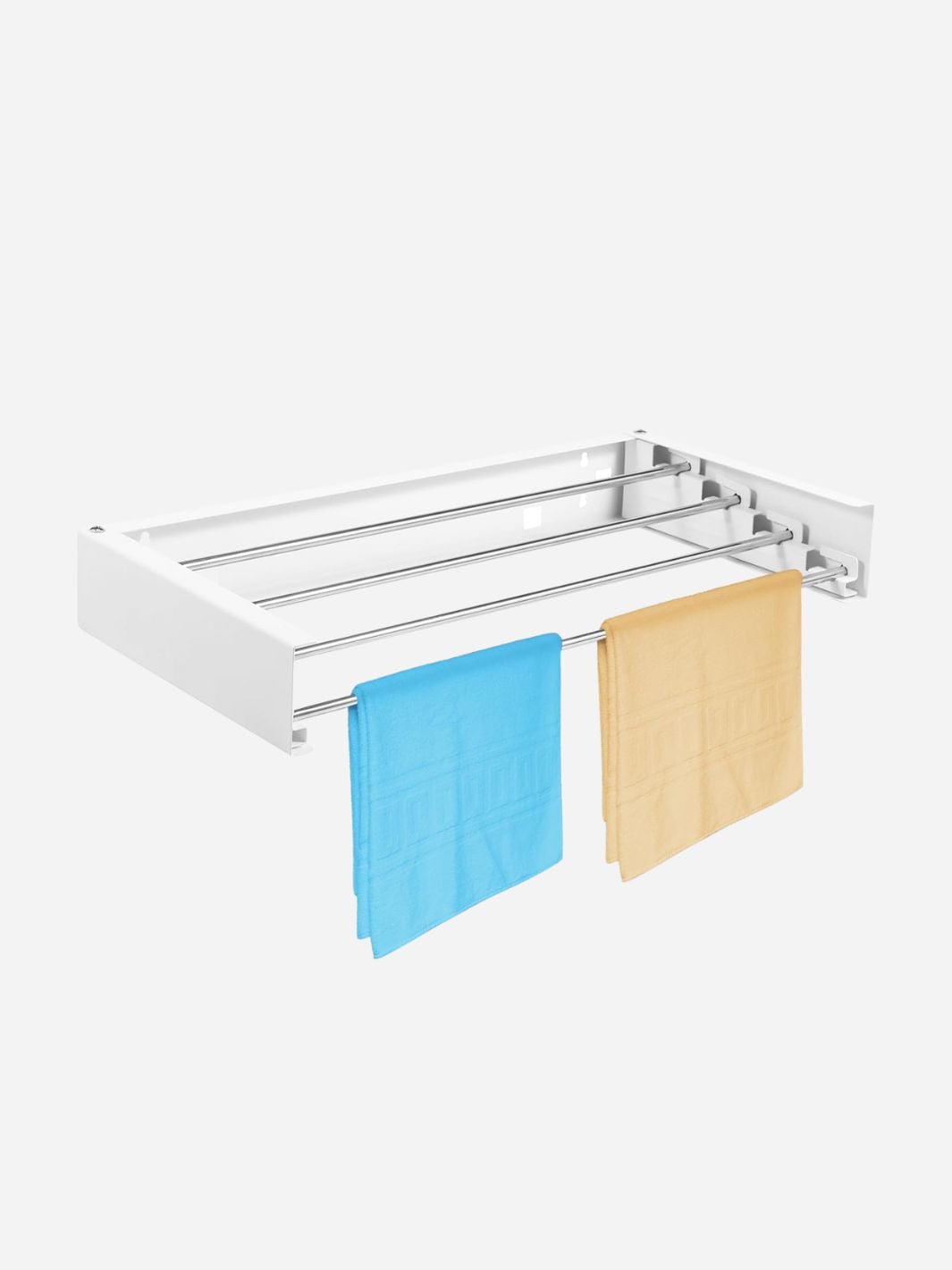 Étendoir mural rabattable en acier inoxydable Blanc