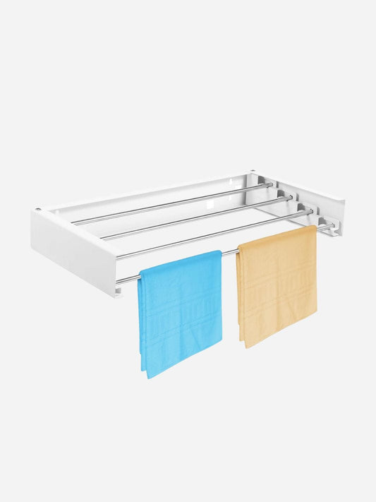 Étendoir mural rabattable en acier inoxydable Blanc