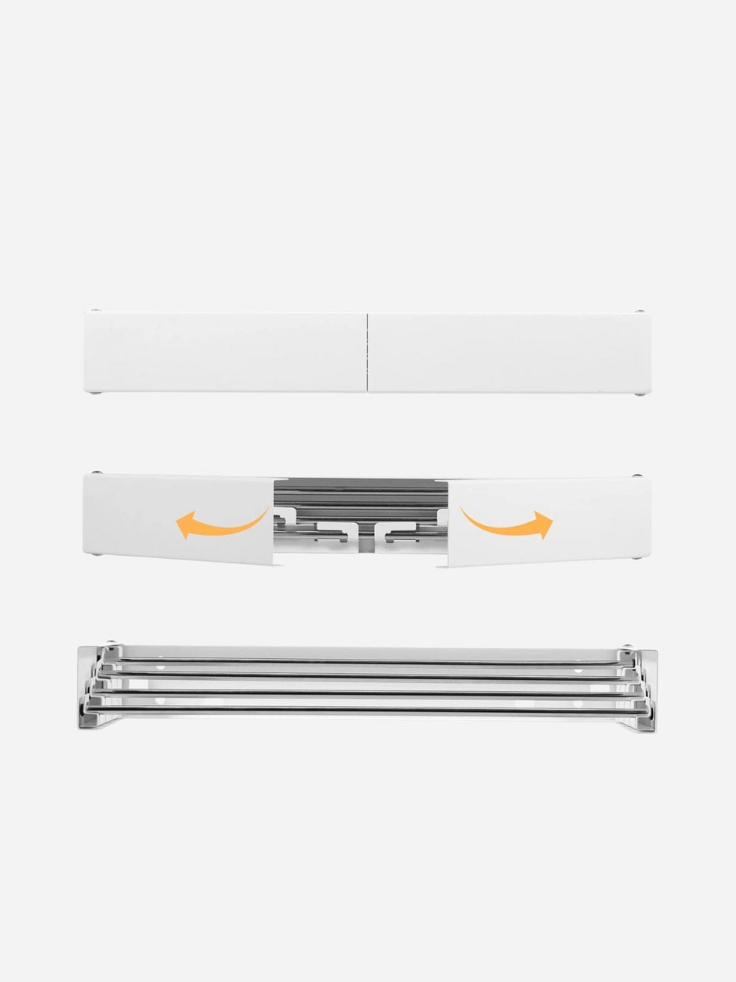 Étendoir mural rabattable en acier inoxydable Blanc