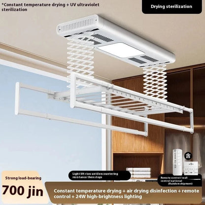 Étendoir plafond - électrique avec télécommande et stérilisation UV Blanc-Drying