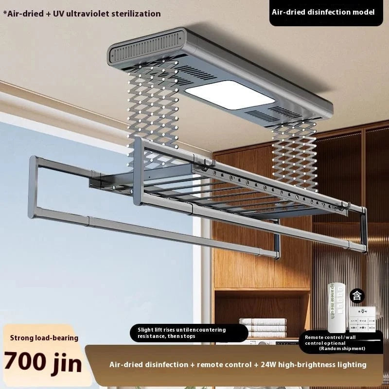 Étendoir plafond - électrique avec télécommande et stérilisation UV Gris-Air Dry