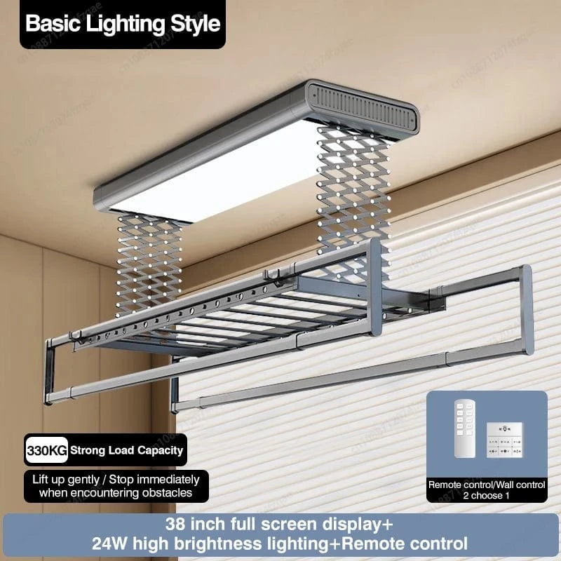 Étendoir plafond - électrique avec télécommande et stérilisation UV Gris-Basic