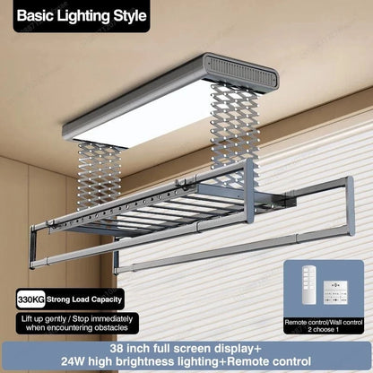 Étendoir plafond - électrique avec télécommande et stérilisation UV Gris-Basic