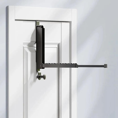 MOD Folding Clothes Drying Rack, Aluminum Alloy Over The Door Hanger With Retractable Rod, Foldable Portable For Bathroom Promotion BlackGray