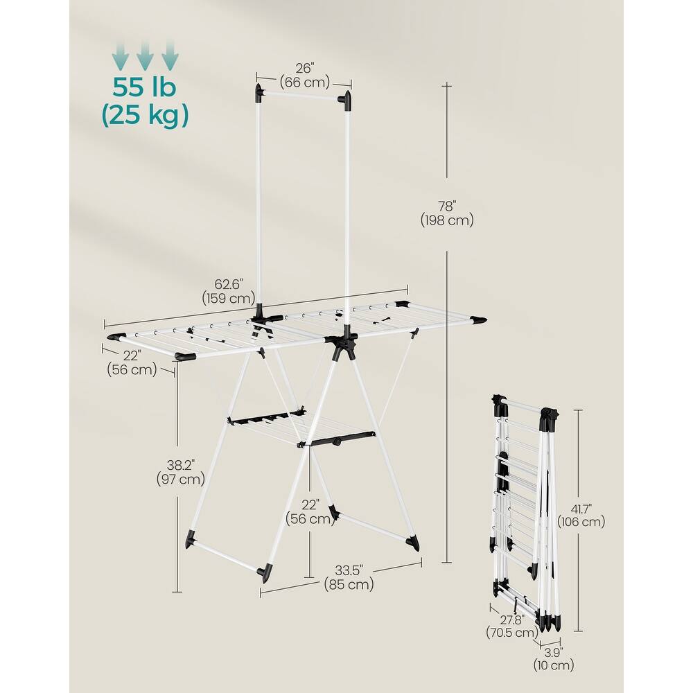 Étendoir sèche-linge pliable à 2 niveaux – gain de place et robustesse