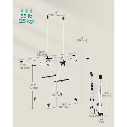 Étendoir sèche-linge pliable à 2 niveaux – gain de place et robustesse
