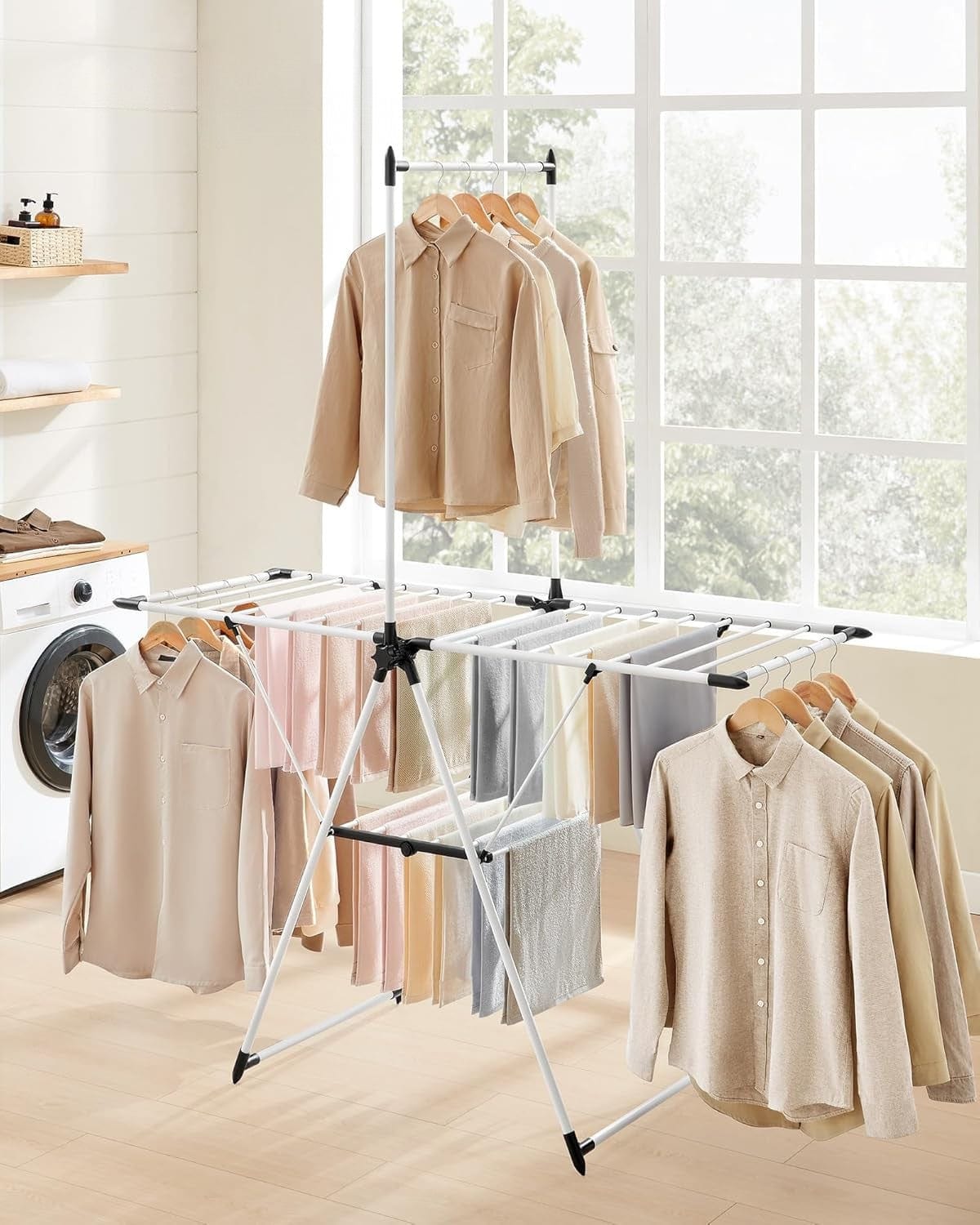 Étendoir sèche-linge pliable à 2 niveaux – gain de place et robustesse