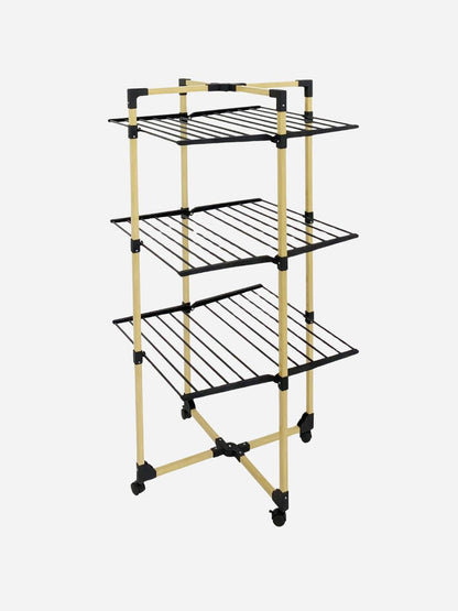 Étendoir tour pliable 3 niveaux – 30 m d’étendage compact et design Bois