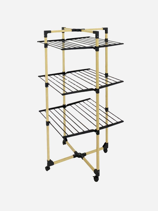 Étendoir tour pliable 3 niveaux – 30 m d’étendage compact et design Bois