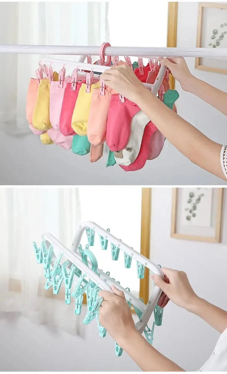 MOD Plastic Foldable Clothesline Baby Underwear Socks Drying Rack Windproof Children's Clothing Support Home Goods Laundry Hanger
