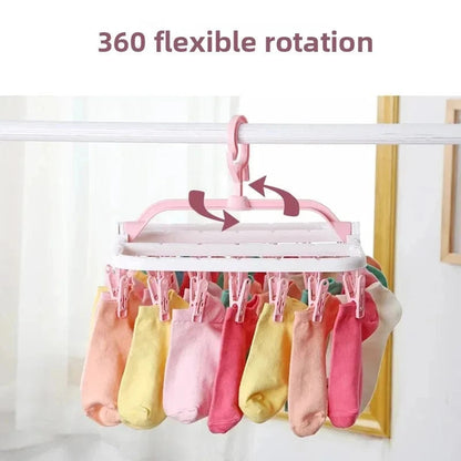 MOD Plastic Foldable Clothesline Baby Underwear Socks Drying Rack Windproof Children's Clothing Support Home Goods Laundry Hanger