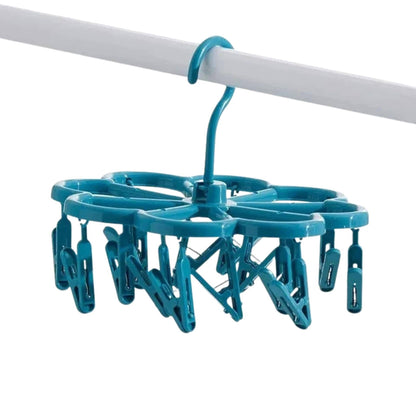 Etendoir vêtements bébé pliable 16 pinces-Bleu