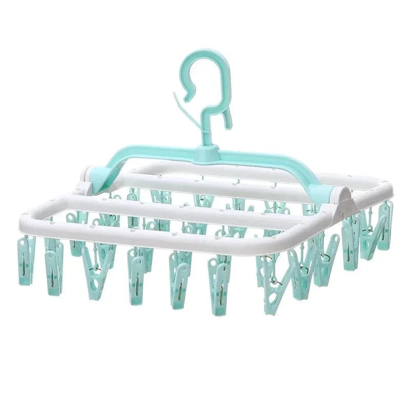 MOD Plastic Foldable Clothesline Baby Underwear Socks Drying Rack Windproof Children's Clothing Support Home Goods Laundry Hanger 32 clips-Magnolia