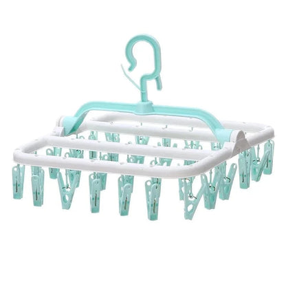 MOD Plastic Foldable Clothesline Baby Underwear Socks Drying Rack Windproof Children's Clothing Support Home Goods Laundry Hanger 32 clips-Magnolia