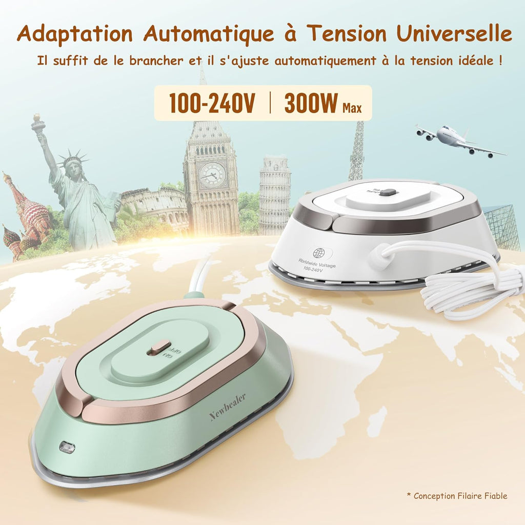 Fer à repasser de voyage – Mini fer portable double tension - Aéraly