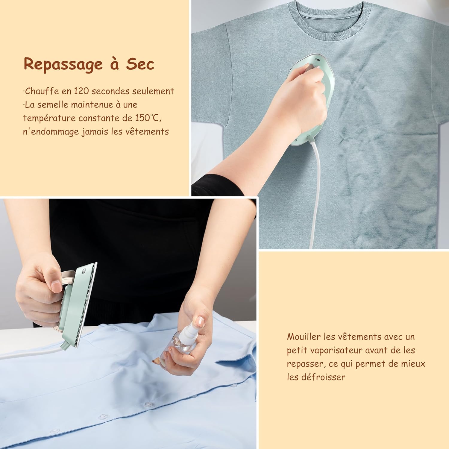 Fer à repasser de voyage – Mini fer portable double tension