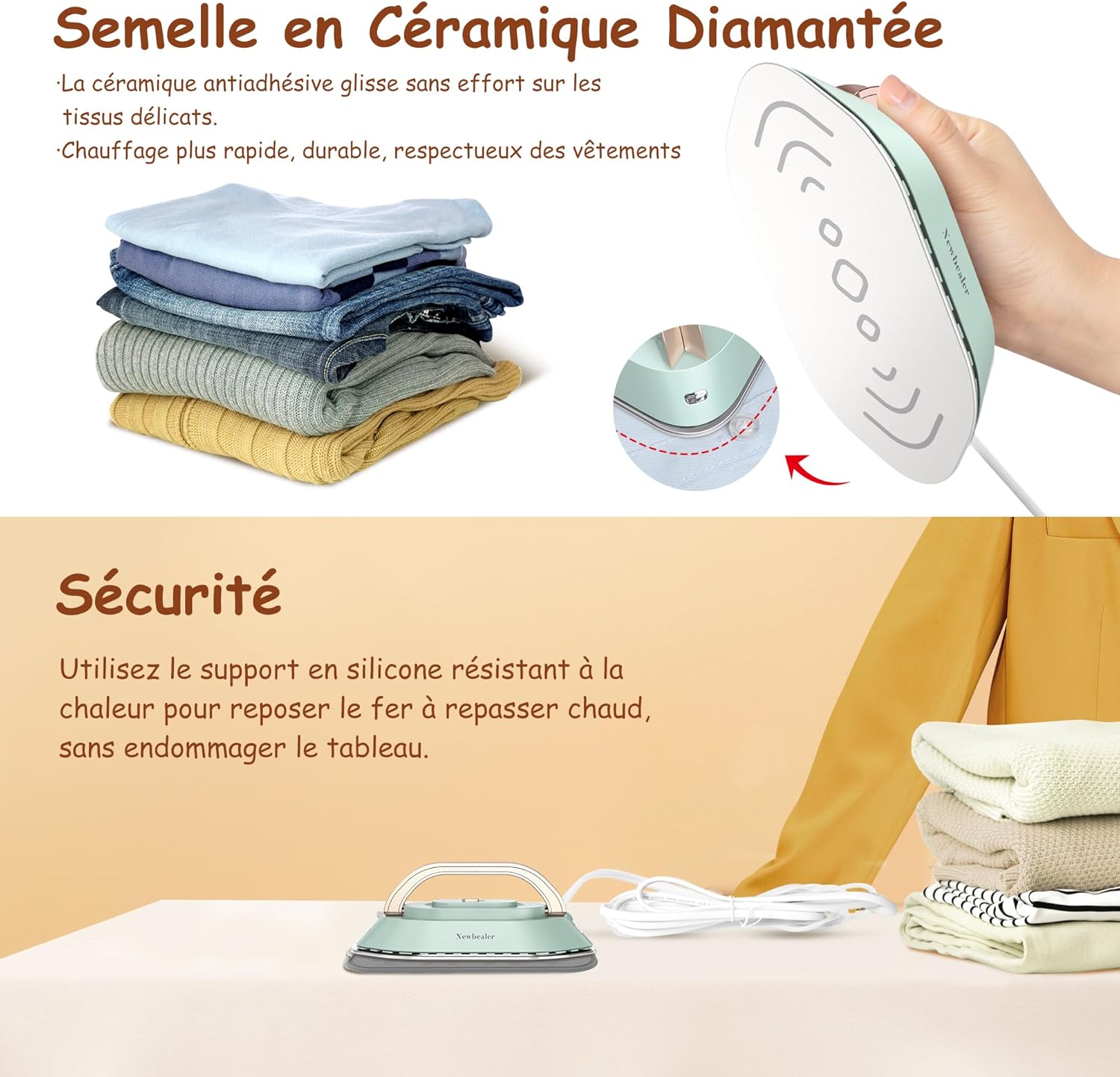 Fer à repasser de voyage – Mini fer portable double tension