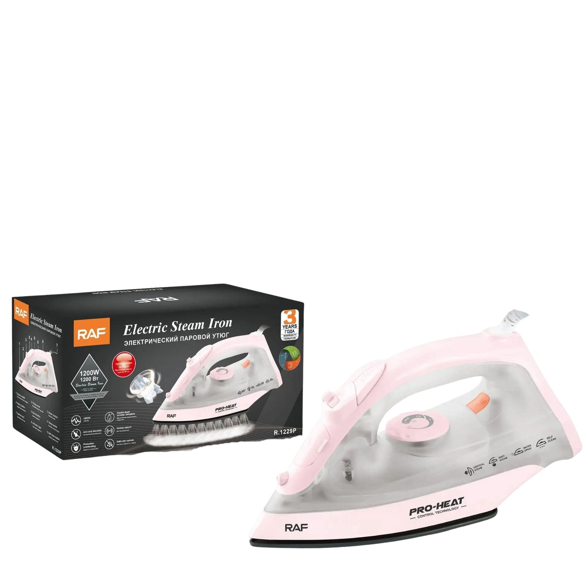 Fer à vapeur portatif électrique 1200W – Compact et efficace Rose