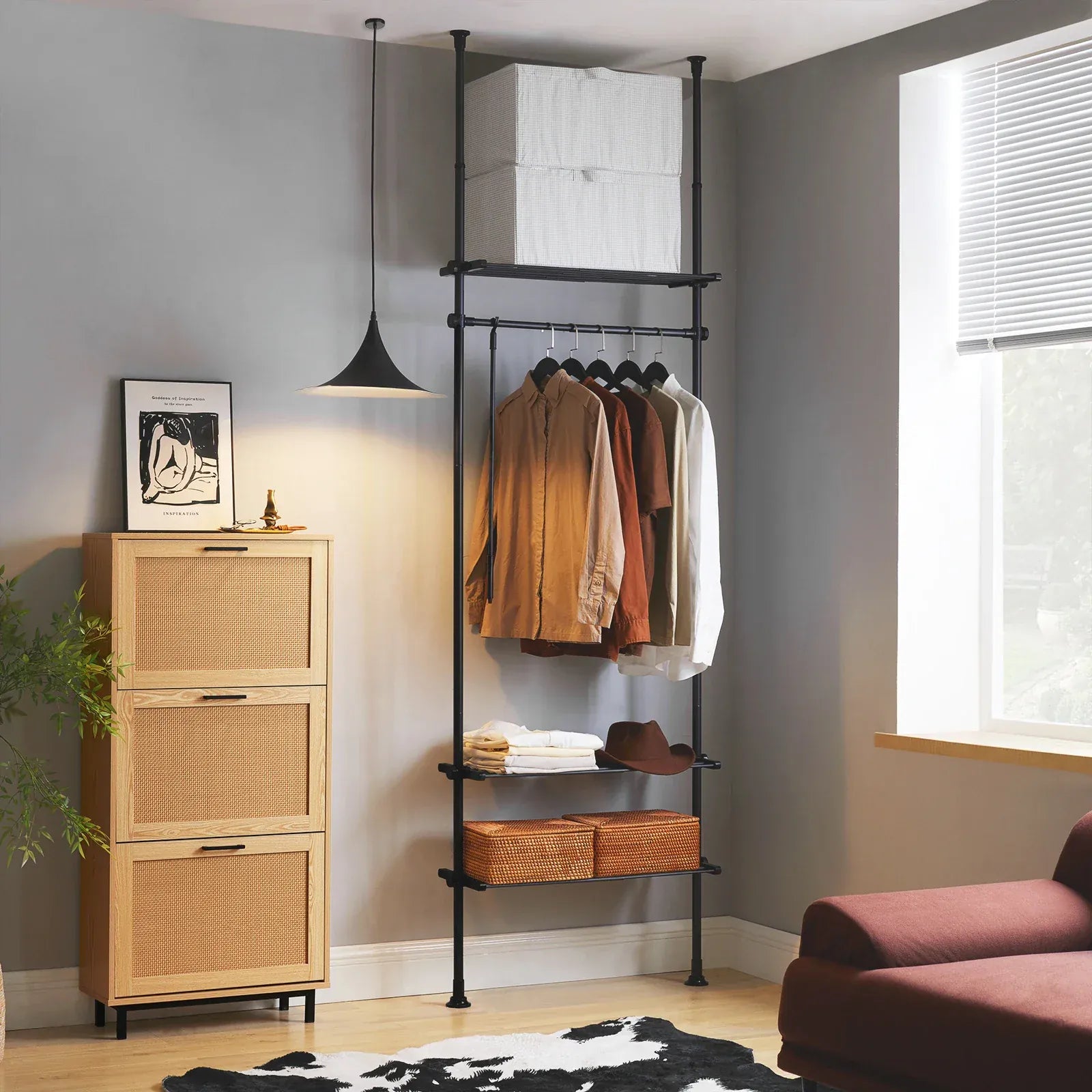 Garde-robe télescopique : rangement efficace et ordonné Noir