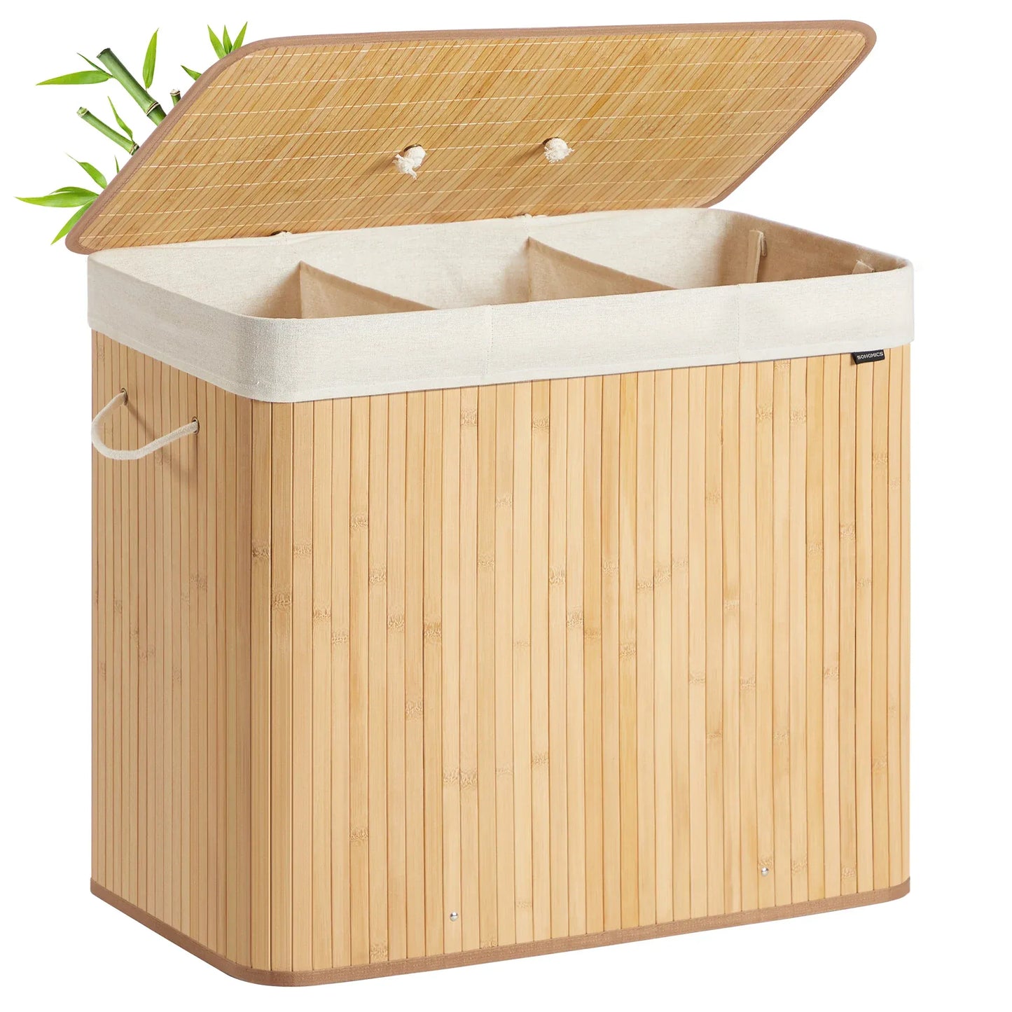 Grand panier à linge - Panier à linge avec couvercle pour un rangement facile et pratique 170 L / Bois