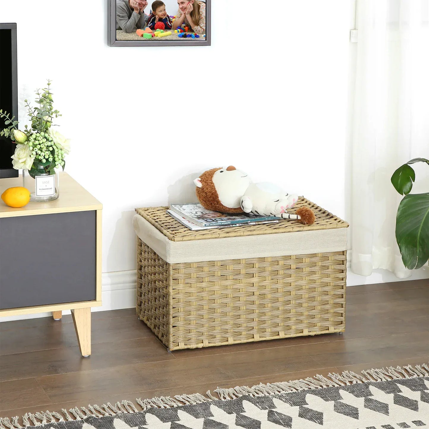 Grand panier en rotin tressé avec doublure amovible Rotin