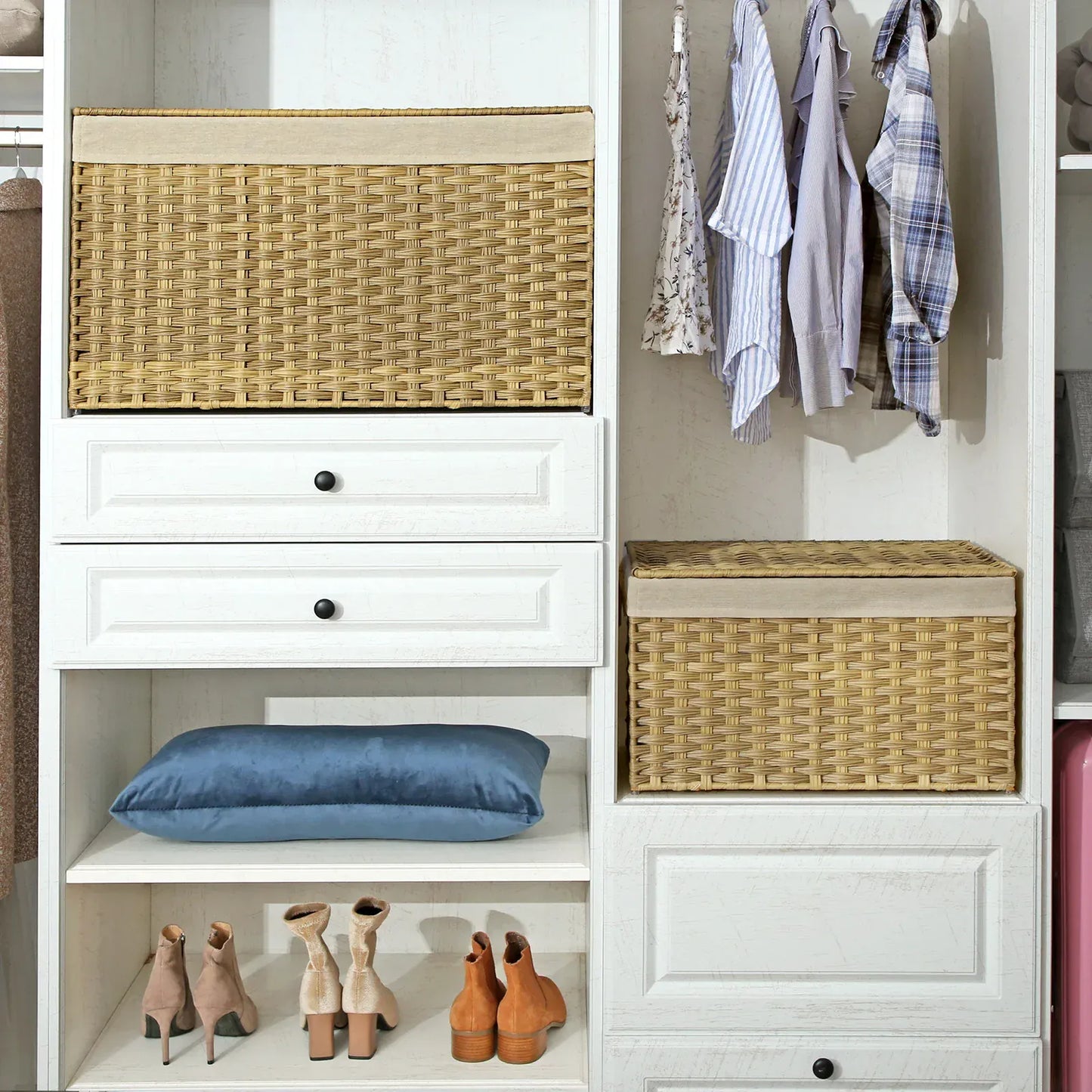 Grand panier en rotin tressé avec doublure amovible Rotin