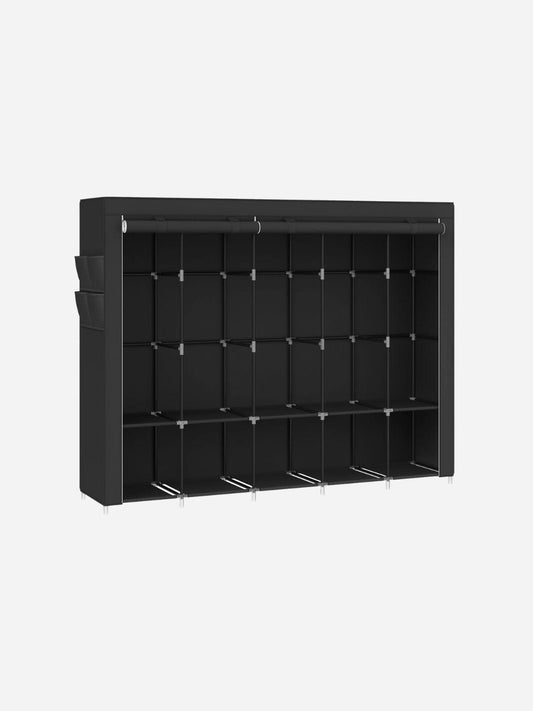 Grande penderie tissu noire avec 5 tringles et étagères Noir