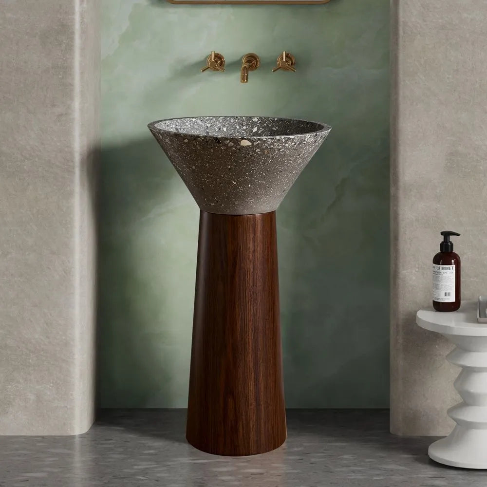 ONDA BOIS - Vasque totem sur pied sculptural