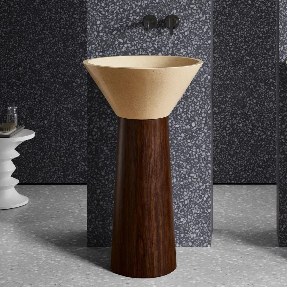 ONDA BOIS - Vasque totem sur pied sculptural